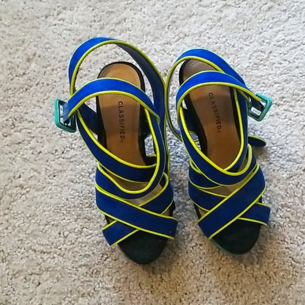 Royal blue & Yellow High Heels, like new